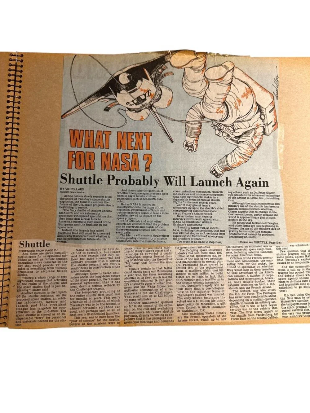 Vintage 1986 Challenger Tragedy Newspaper Scrapbook Spiral-Bound Historical Memo
